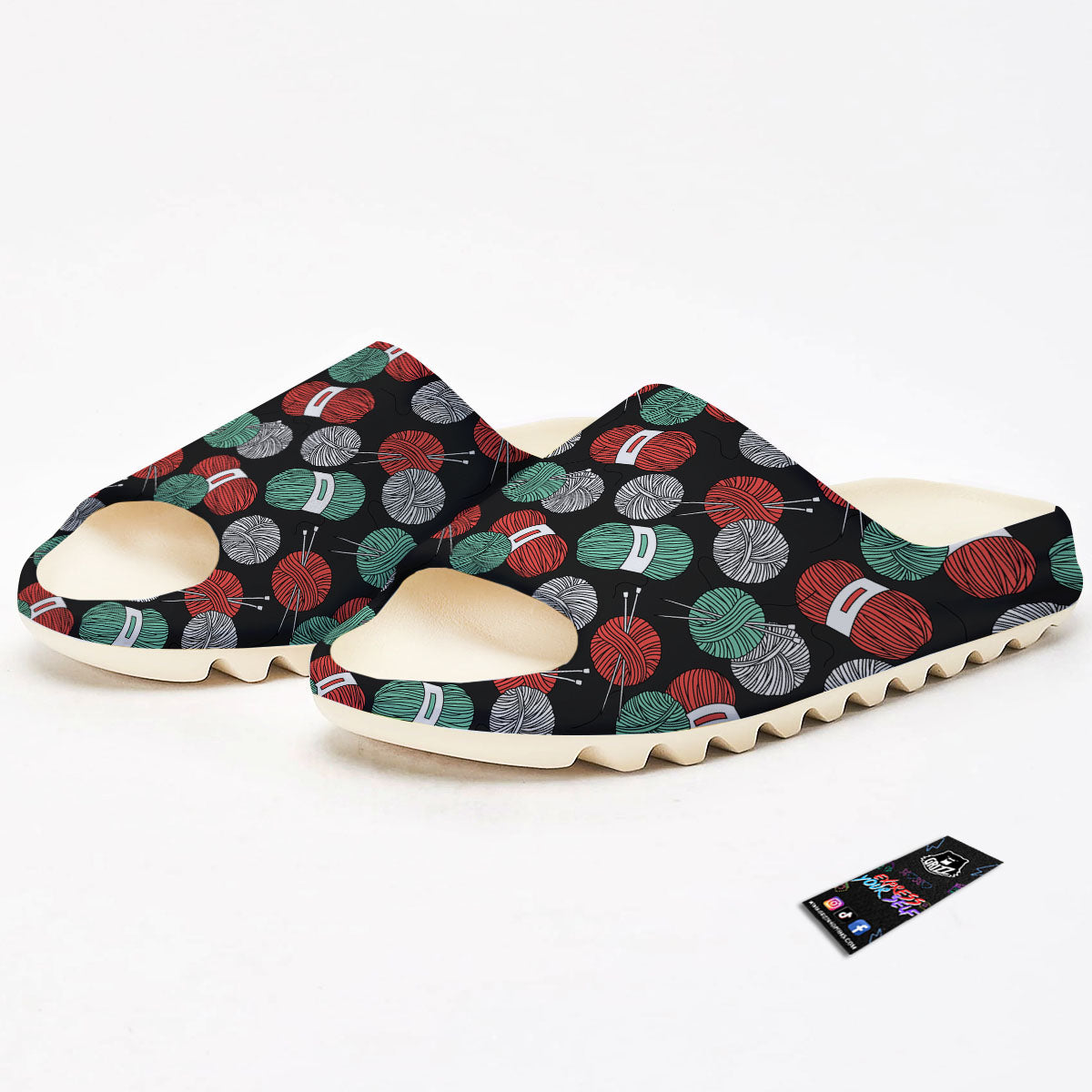 Yarn Knitting Print Pattern Sandals-grizzshop