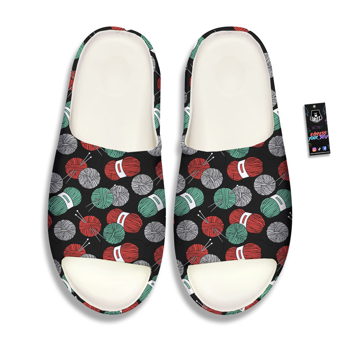 Yarn Knitting Print Pattern Sandals-grizzshop