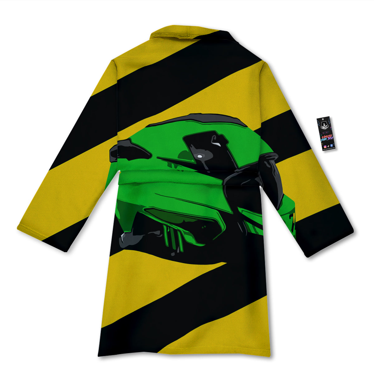 Yellow And Green Helmet Print Bathrobe-grizzshop