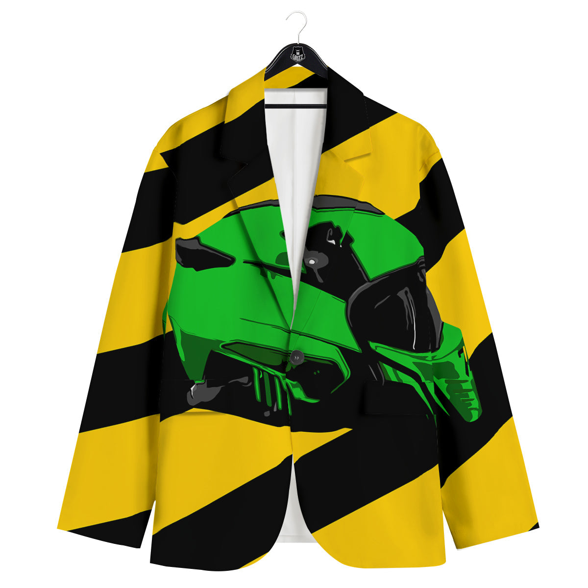 Yellow And Green Helmet Print Men's Sport Coat-grizzshop