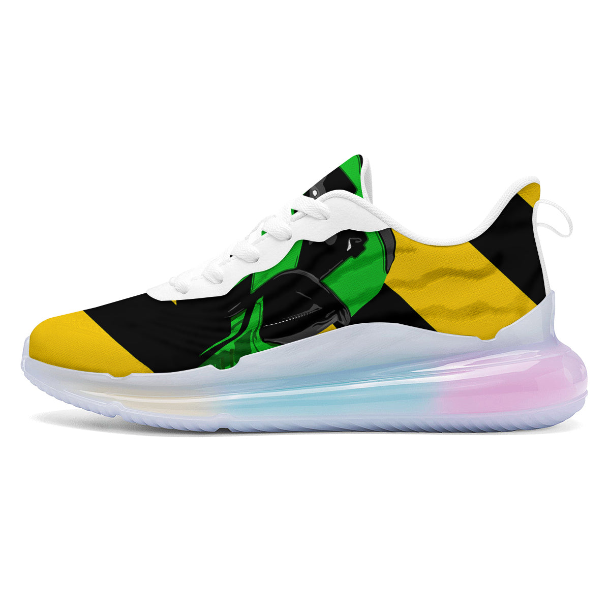 Yellow And Green Helmet Print Running Sneakers-grizzshop