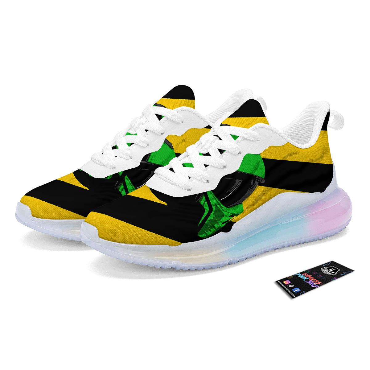 Yellow And Green Helmet Print Running Sneakers-grizzshop