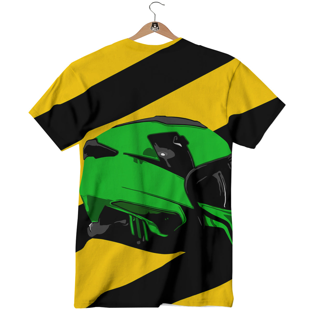 Yellow And Green Helmet Print T-Shirt-grizzshop