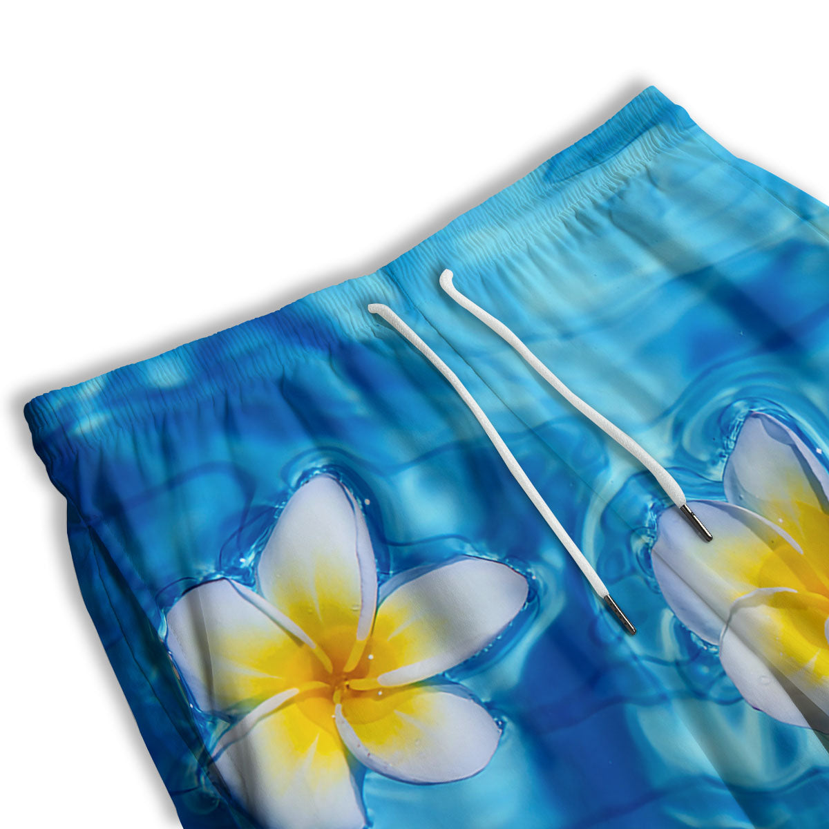 Yellow And White Plumeria In Water Print Men's Athletic Shorts