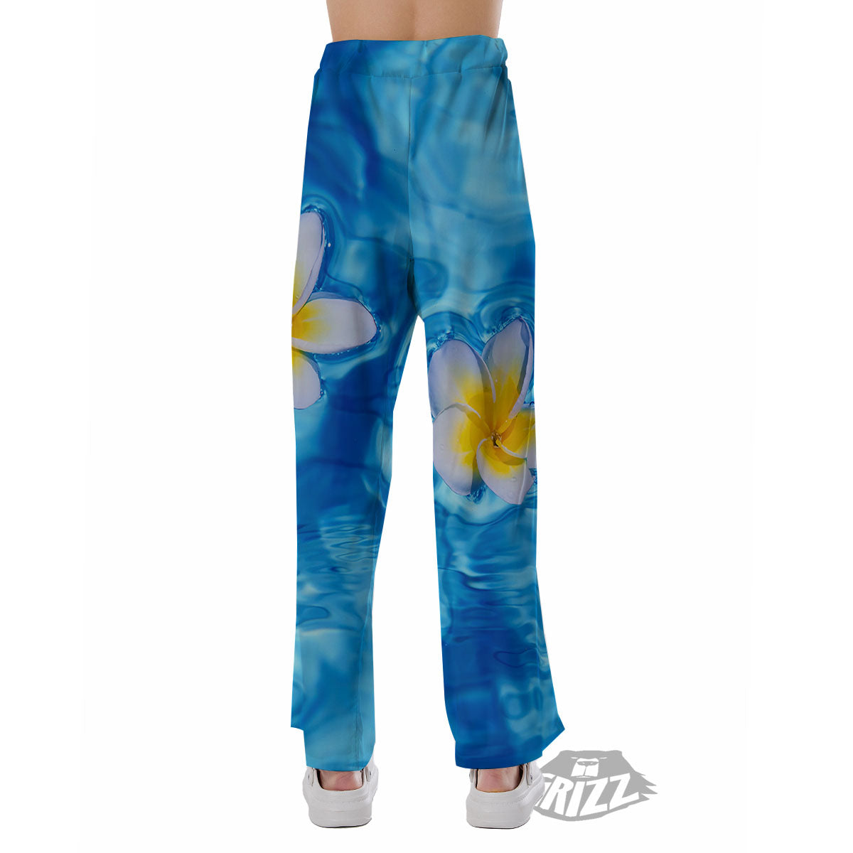 Yellow And White Plumeria In Water Print Pajama Pants-grizzshop