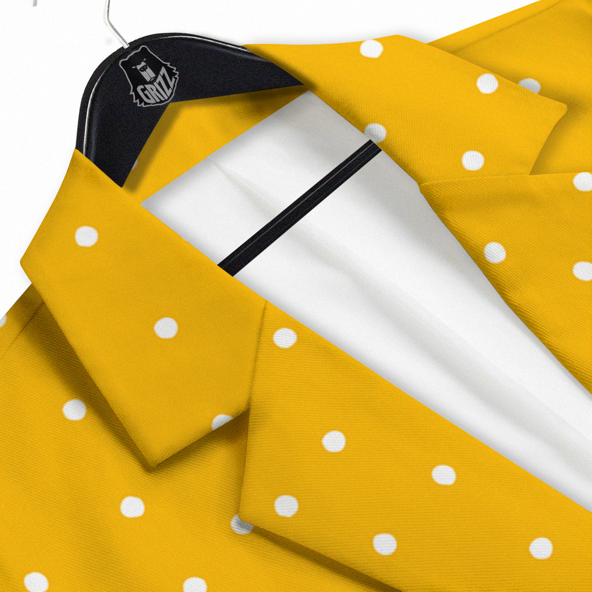 Yellow And White Polka Dot Print Pattern Men's Sport Coat-grizzshop