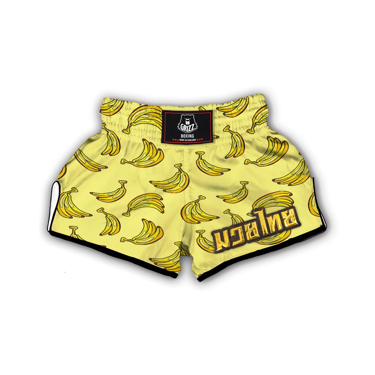 Yellow Banana Pattern Print Muay Thai Boxing Shorts-grizzshop