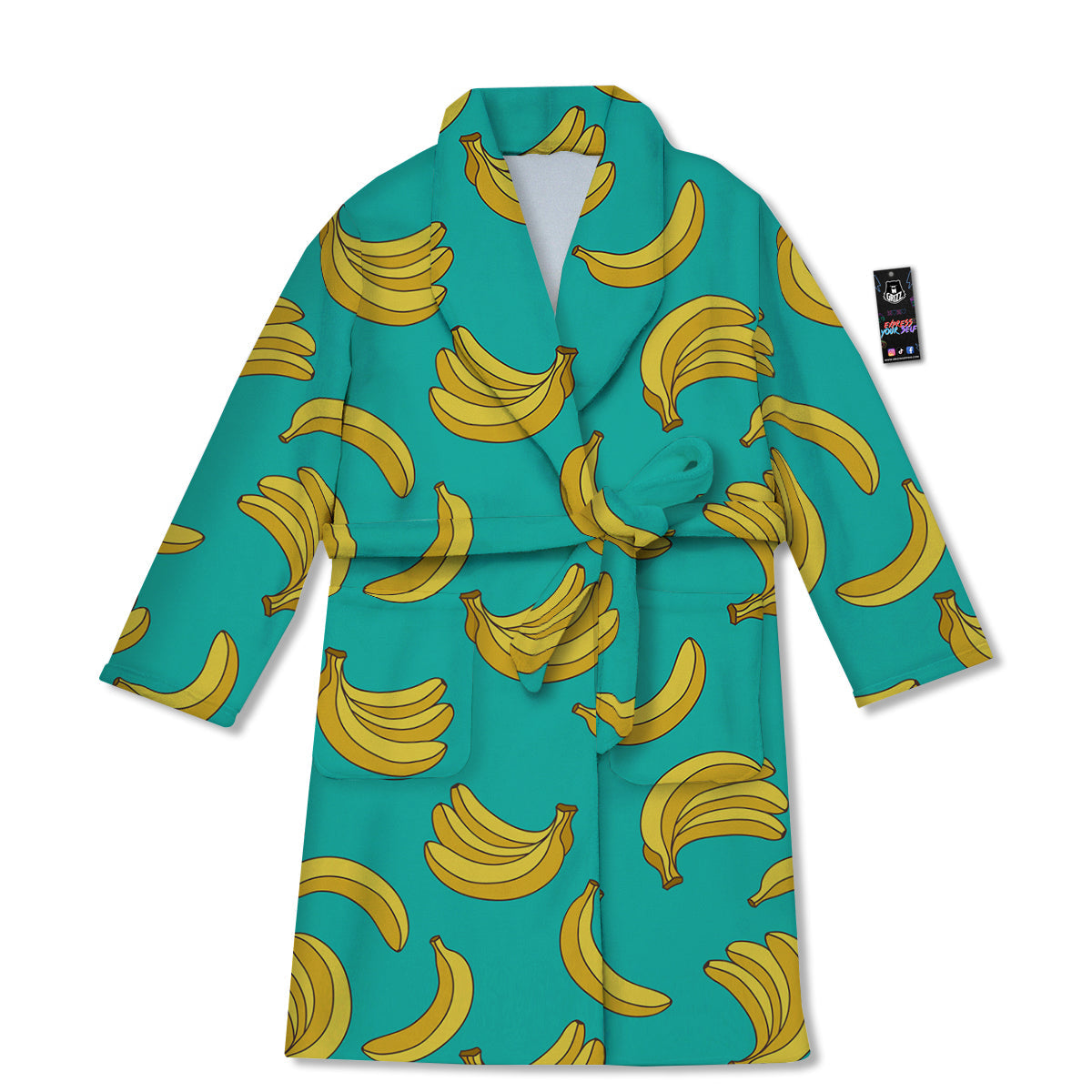 Yellow Banana Print Pattern Bathrobe-grizzshop