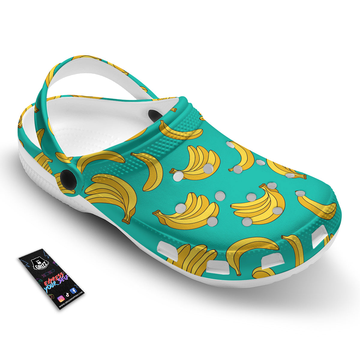 Yellow Banana Print Pattern Clog-grizzshop