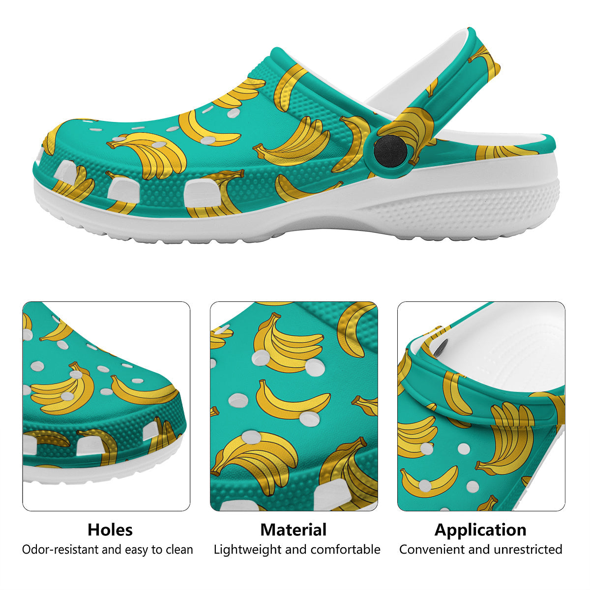 Yellow Banana Print Pattern Clog-grizzshop