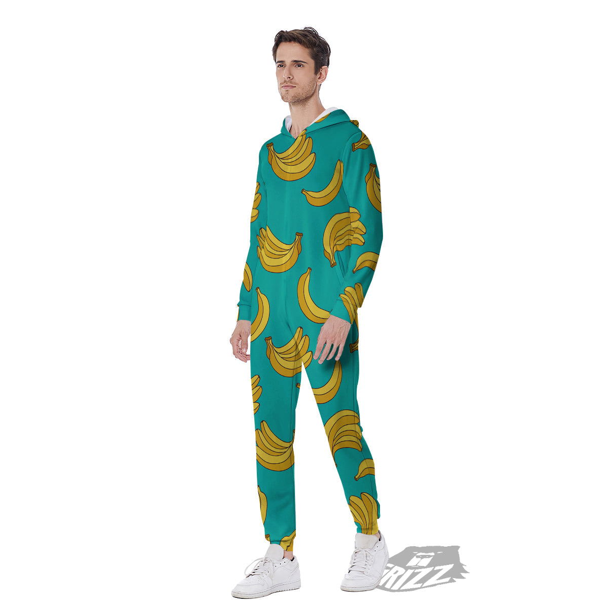 Yellow Banana Print Pattern Men's Jumpsuit-grizzshop