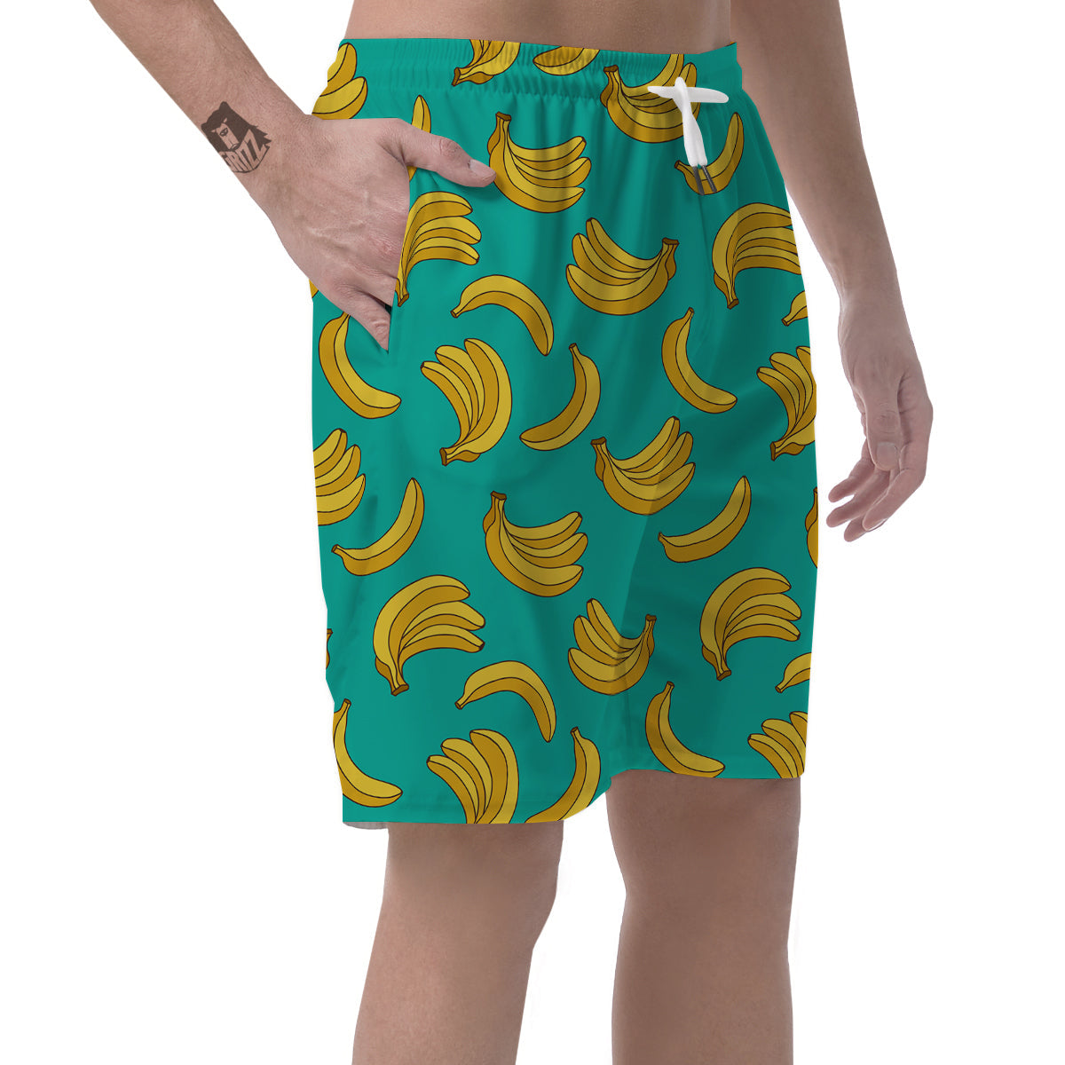 Yellow Banana Print Pattern Men's Shorts-grizzshop