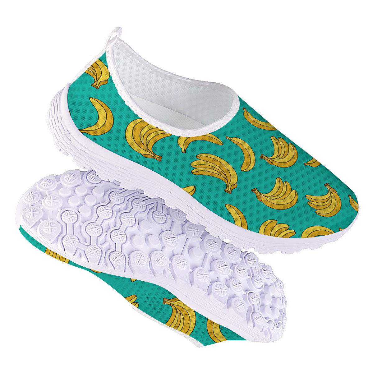 Yellow Banana Print Pattern Nurse Shoes-grizzshop