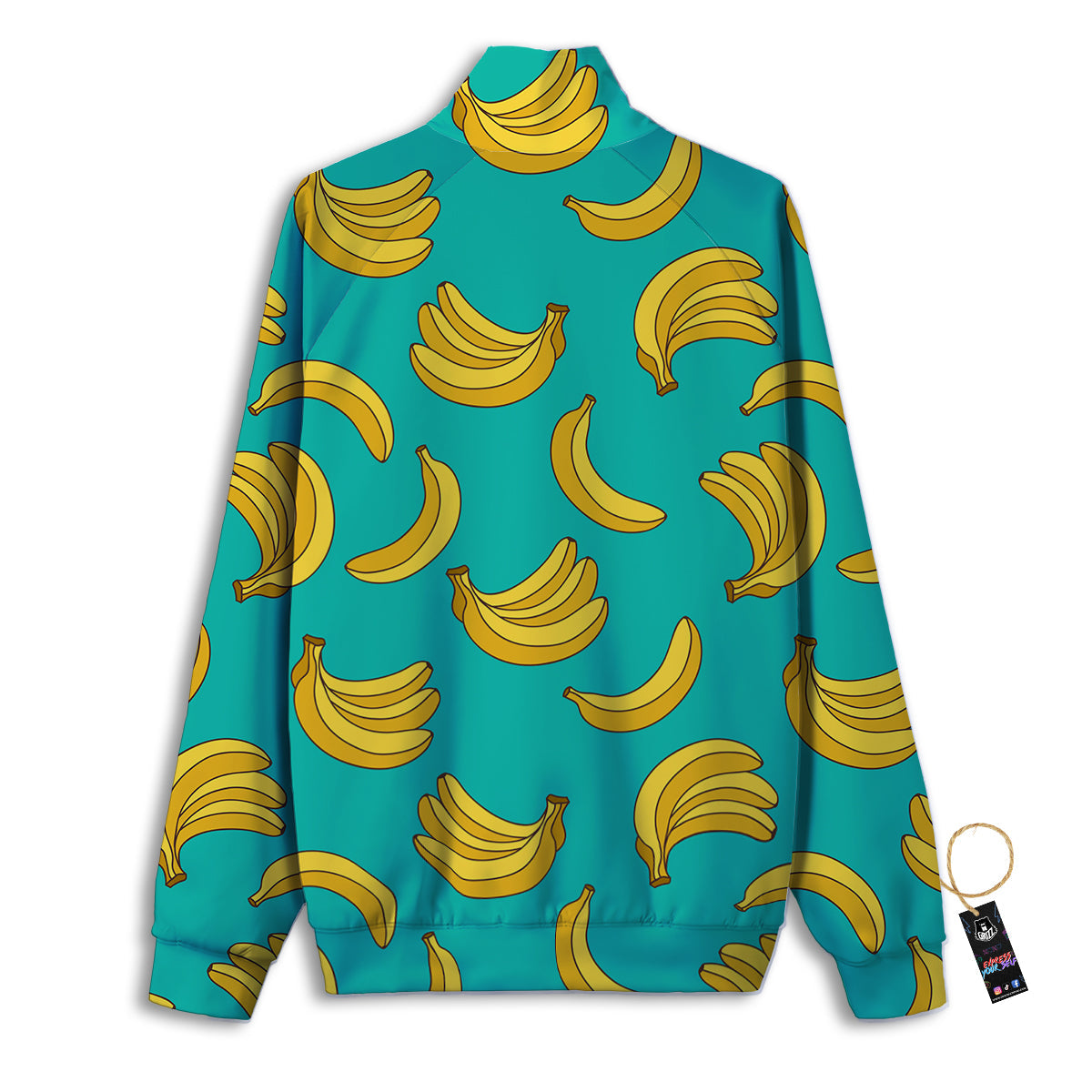 Yellow Banana Print Pattern Track Jacket-grizzshop