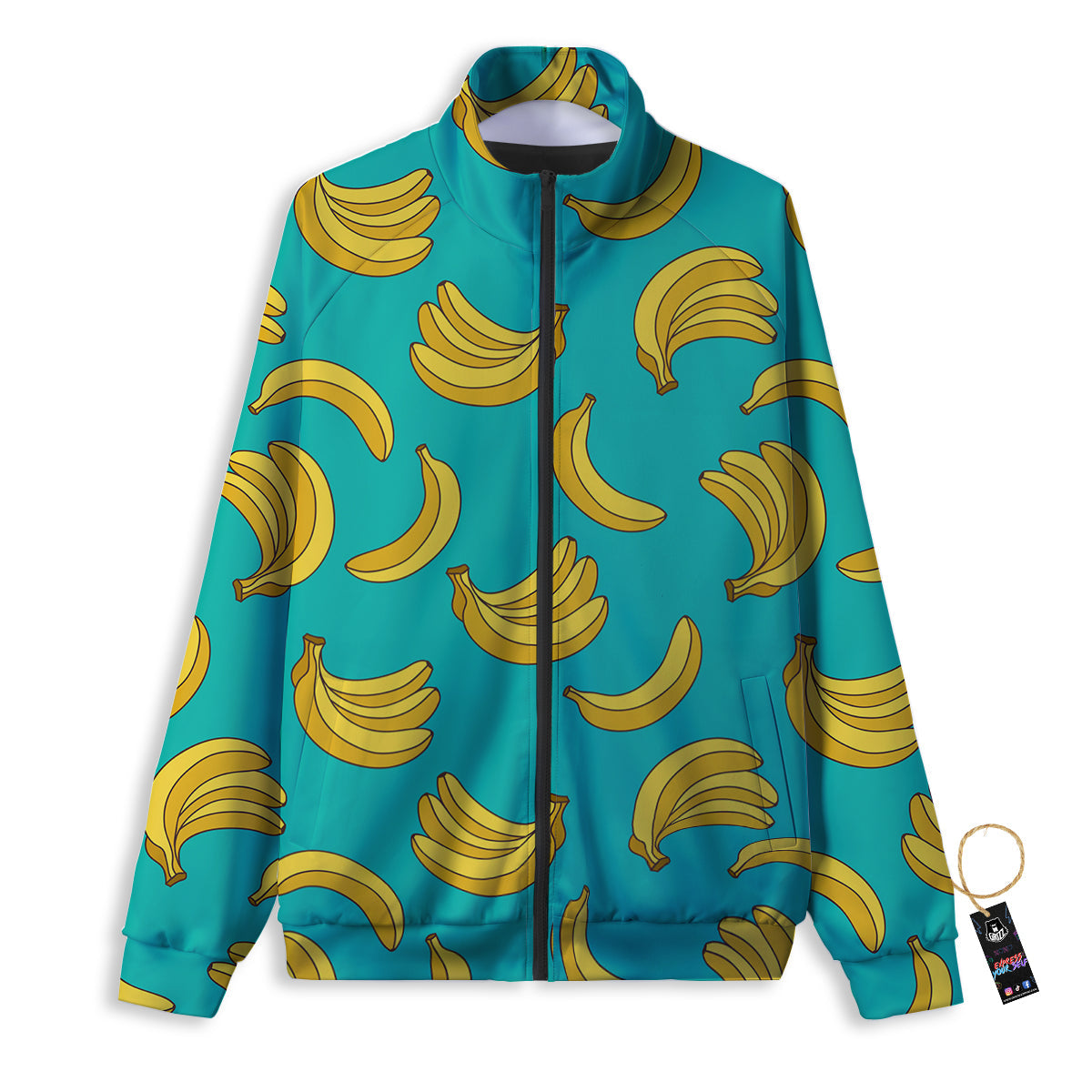 Yellow Banana Print Pattern Track Jacket-grizzshop