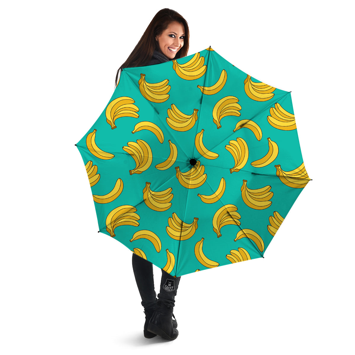 Yellow Banana Print Pattern Umbrella-grizzshop