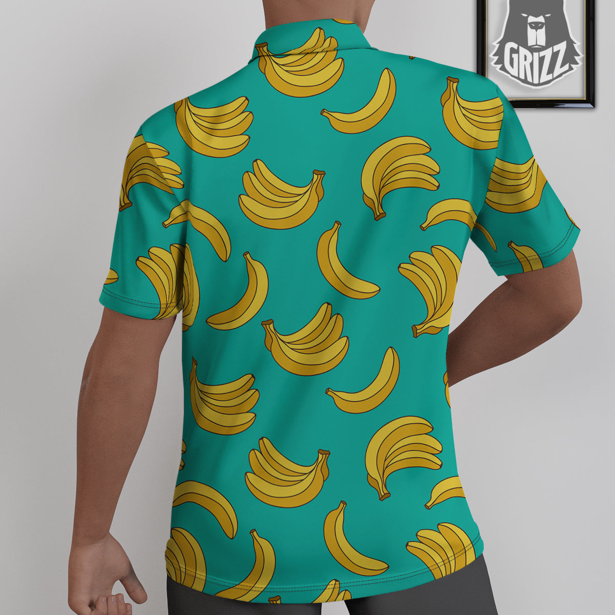 Yellow Banana Print Pattern Untucked Shirts-grizzshop