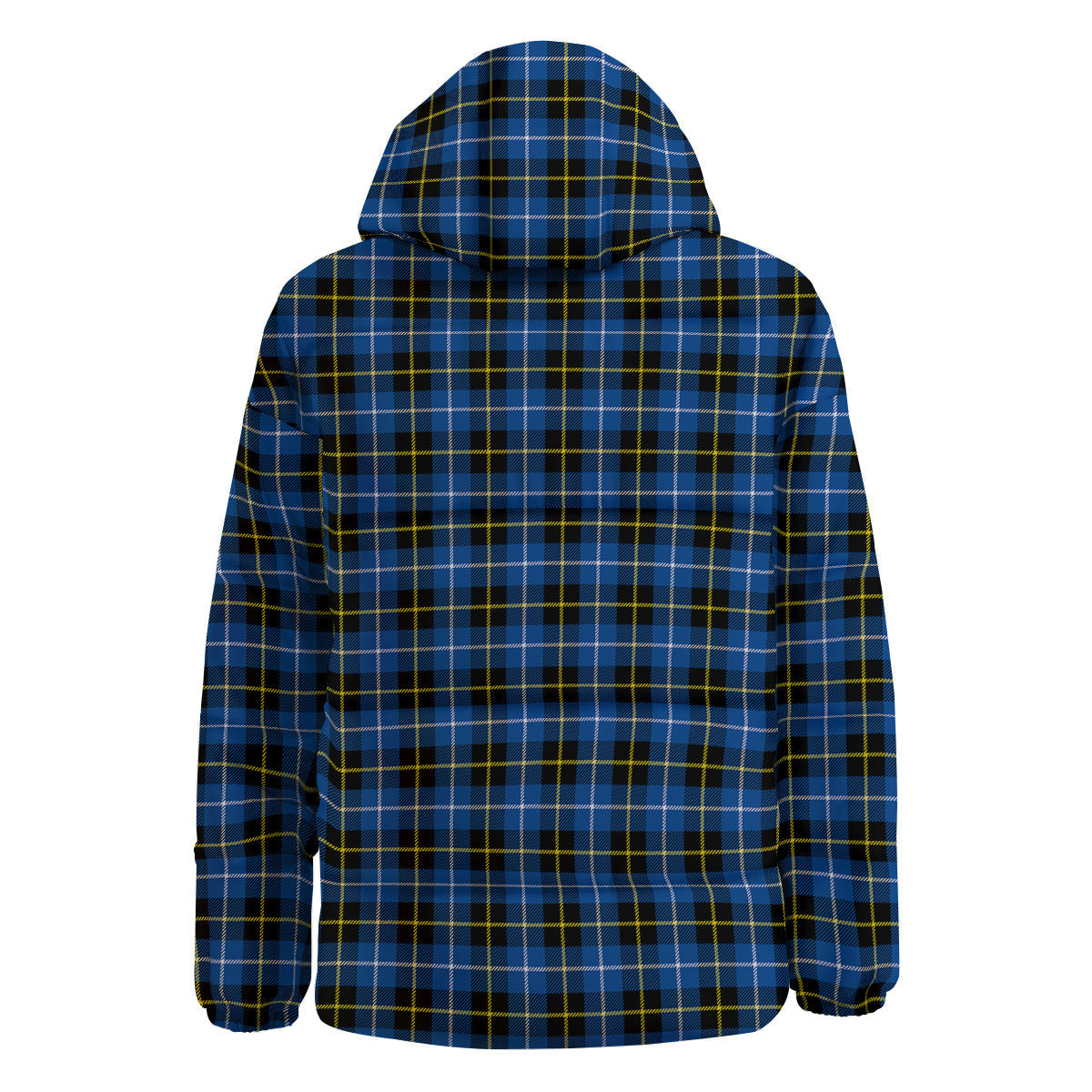 Yellow Blue And Black Tartan Print Down Jacket-grizzshop