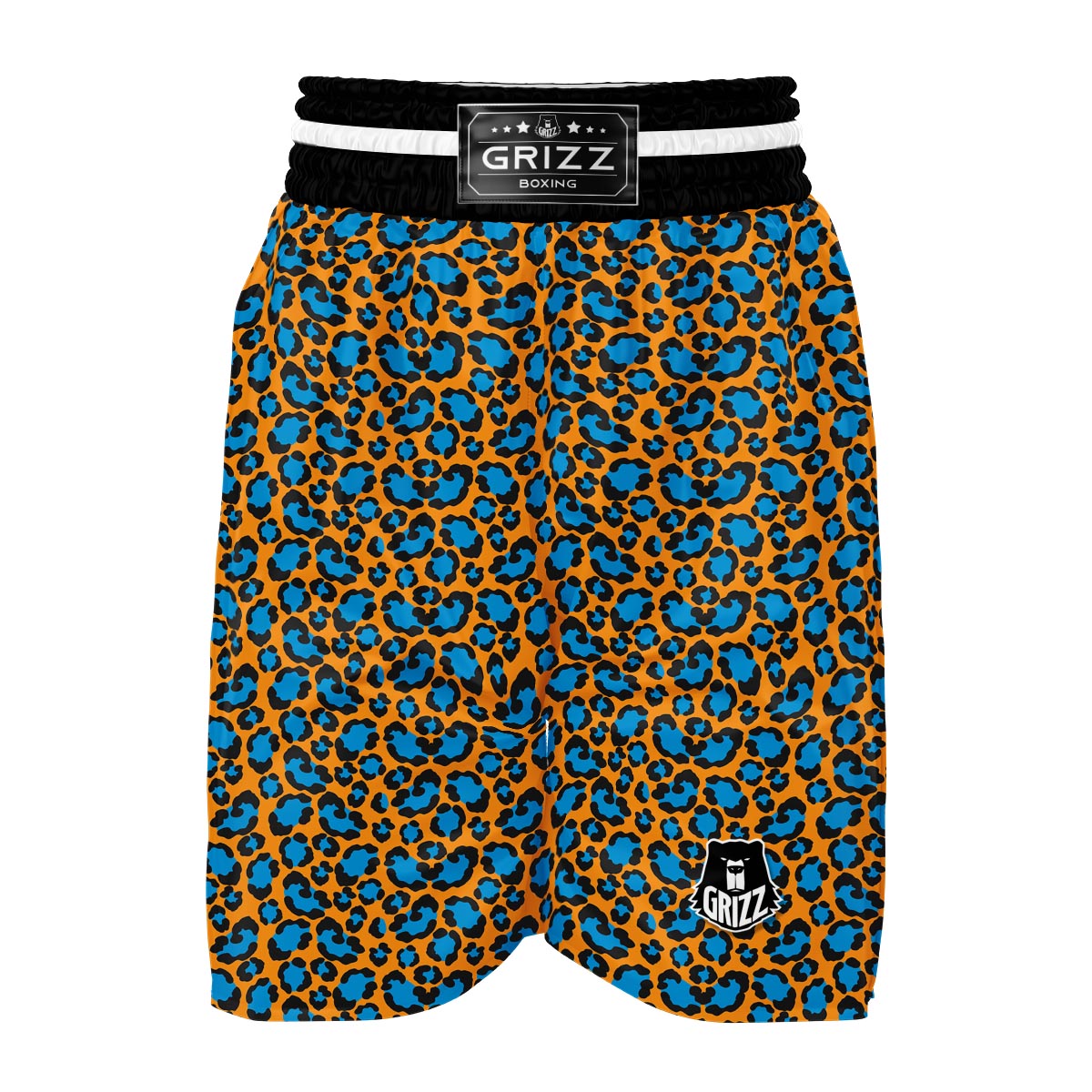 Yellow Blue Dot Leopard Boxing Shorts-grizzshop