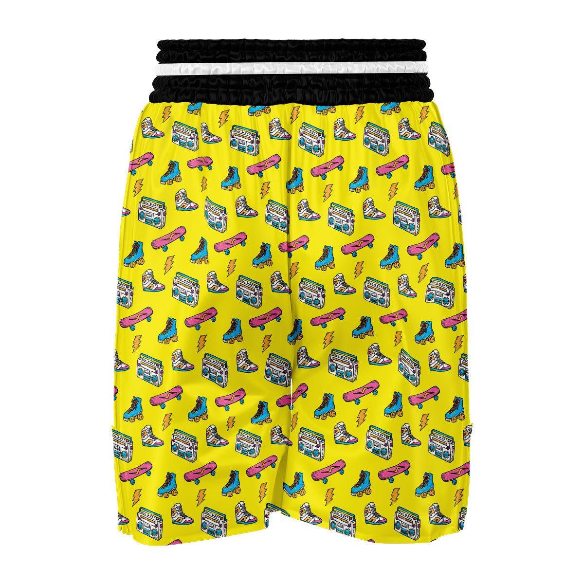 Yellow Boombox Print Pattern Boxing Shorts-grizzshop