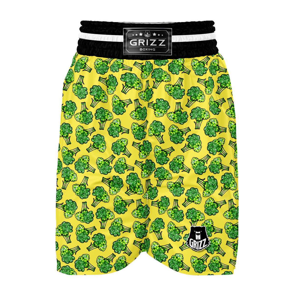 Yellow Broccoli Print Pattern Boxing Shorts-grizzshop