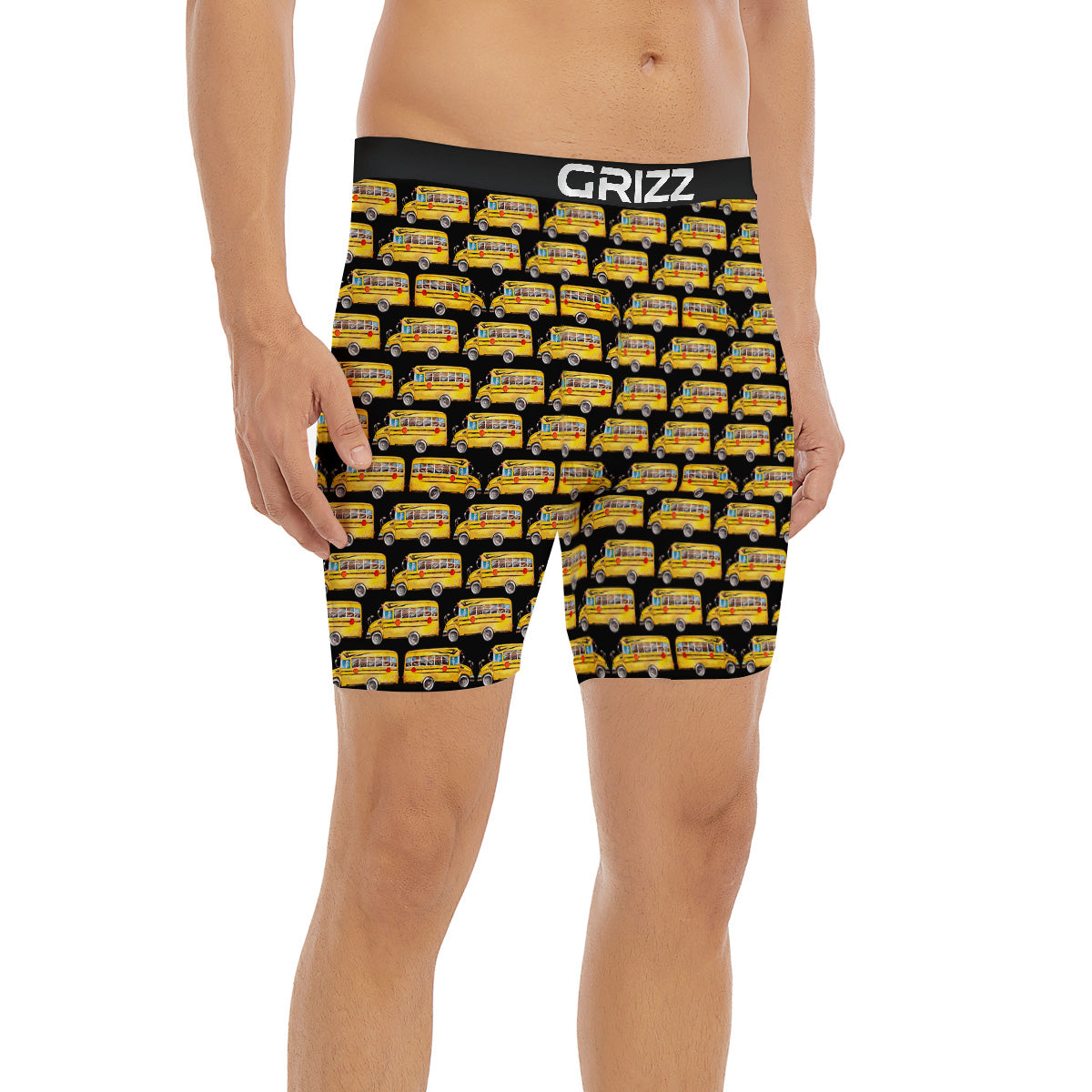 Yellow Bus Print Pattern Boxer Briefs-grizzshop