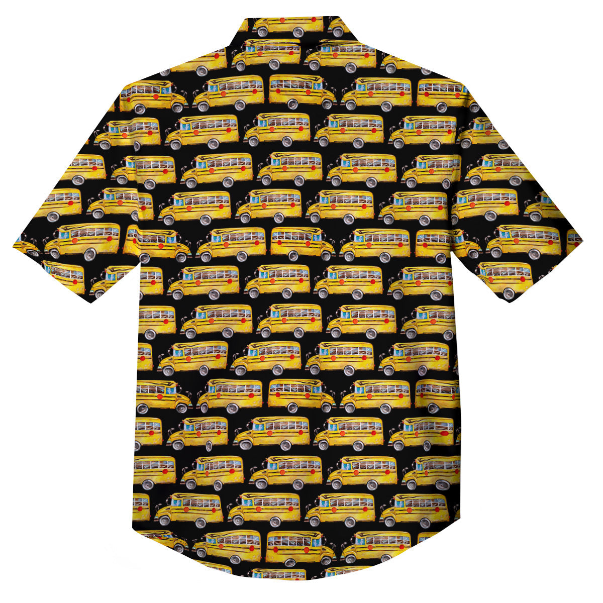 Yellow Bus Print Pattern Button Up Shirt-grizzshop
