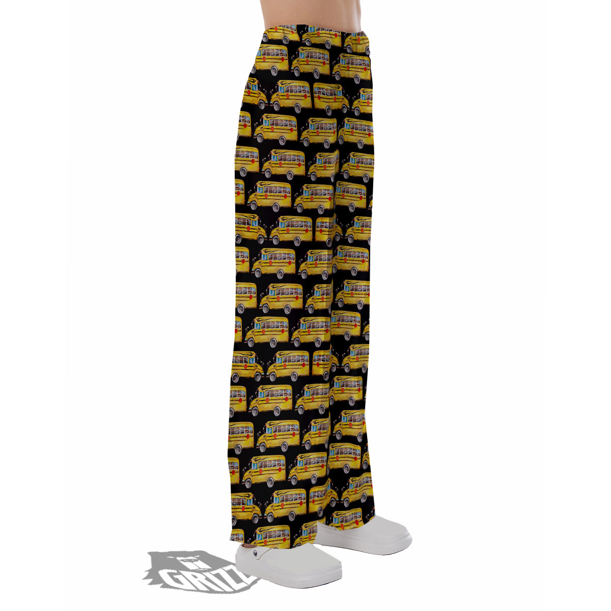 Yellow Bus Print Pattern Pajama Pants-grizzshop