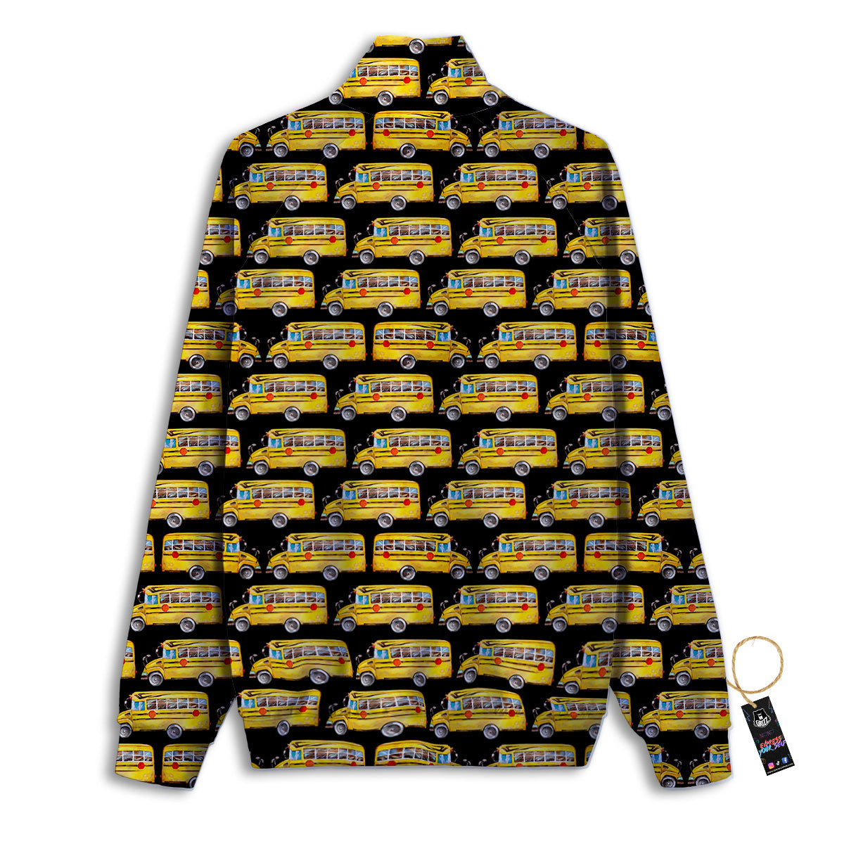 Yellow Bus Print Pattern Track Jacket-grizzshop