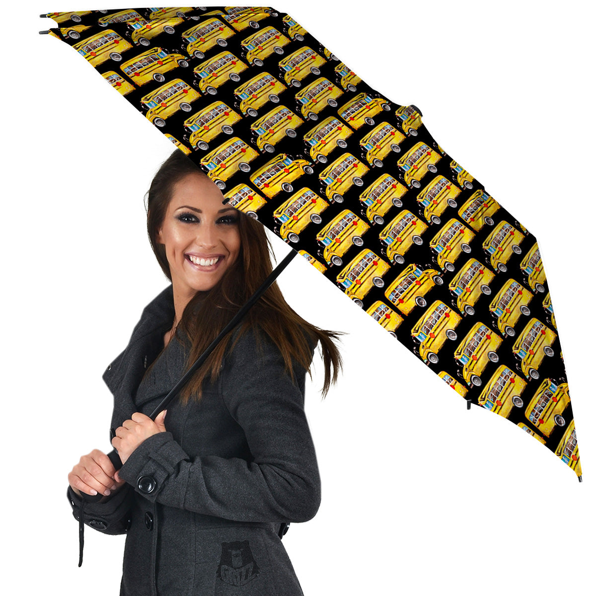 Yellow Bus Print Pattern Umbrella-grizzshop