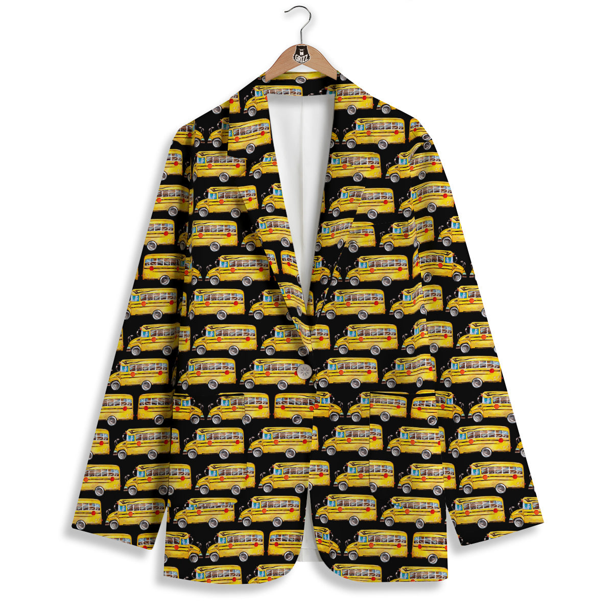 Yellow Bus Print Pattern Women's Blazer-grizzshop