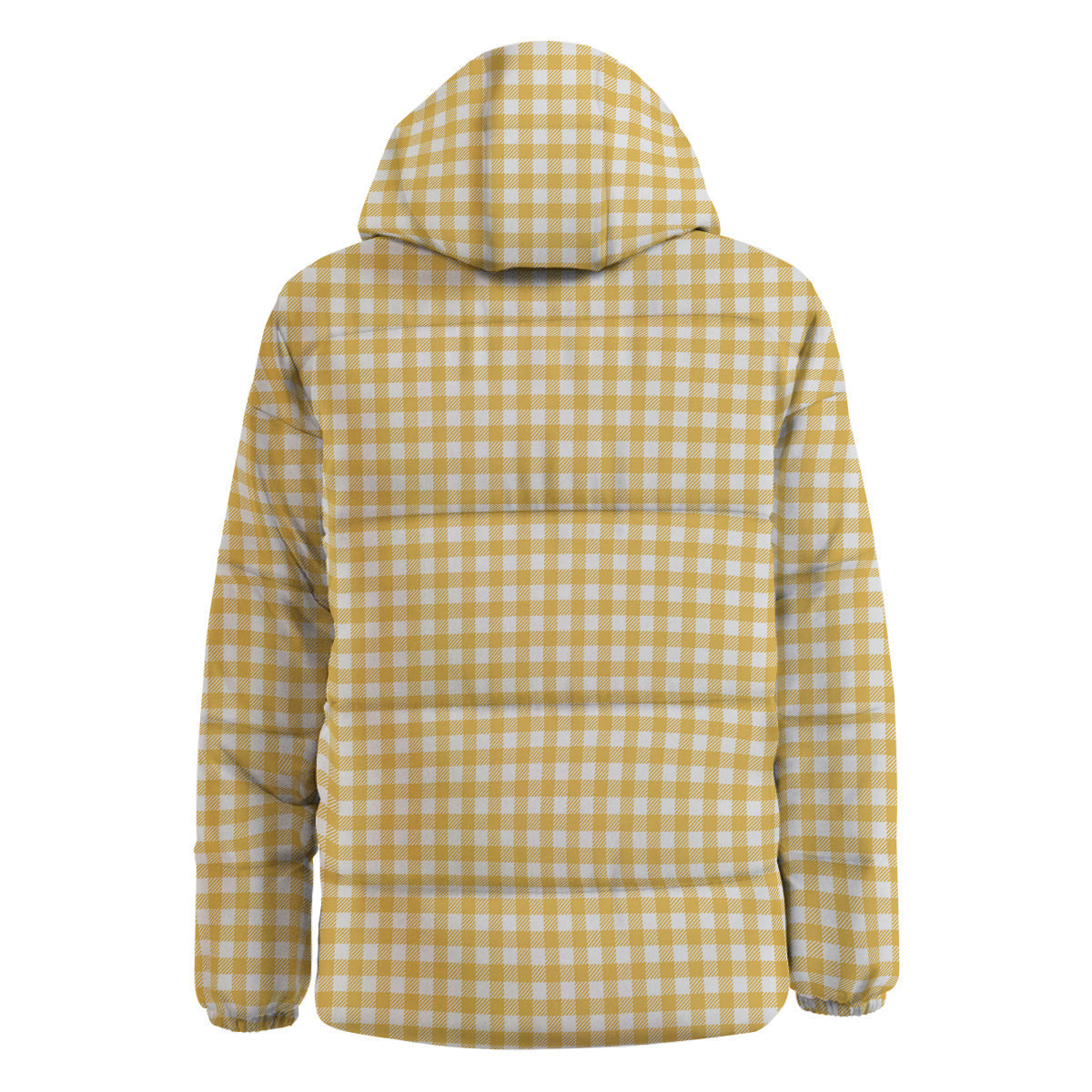 Yellow Canary And White Gingham Print Down Jacket-grizzshop