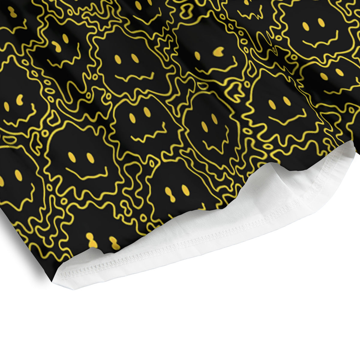 Yellow Crazy Emoji Print Pattern Men's Athletic Shorts