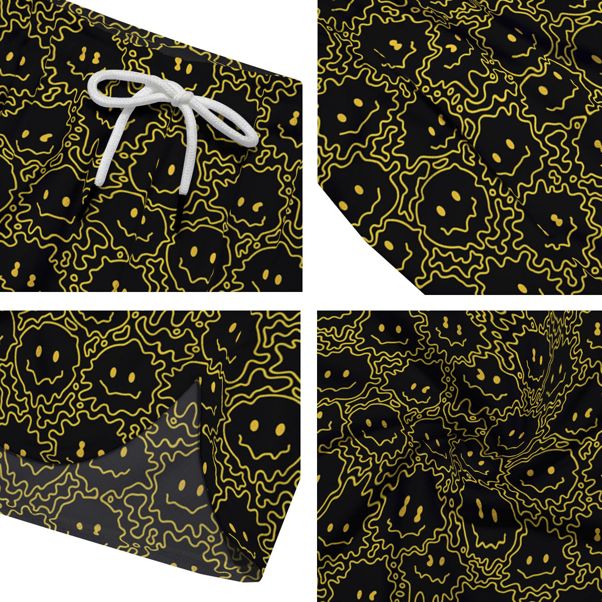 Yellow Crazy Emoji Print Pattern Men's Running Shorts-grizzshop