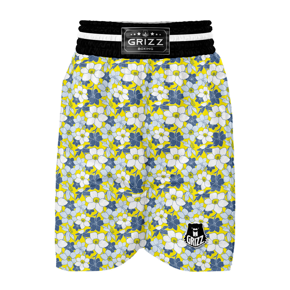 Yellow Daffodil Print Pattern Boxing Shorts-grizzshop