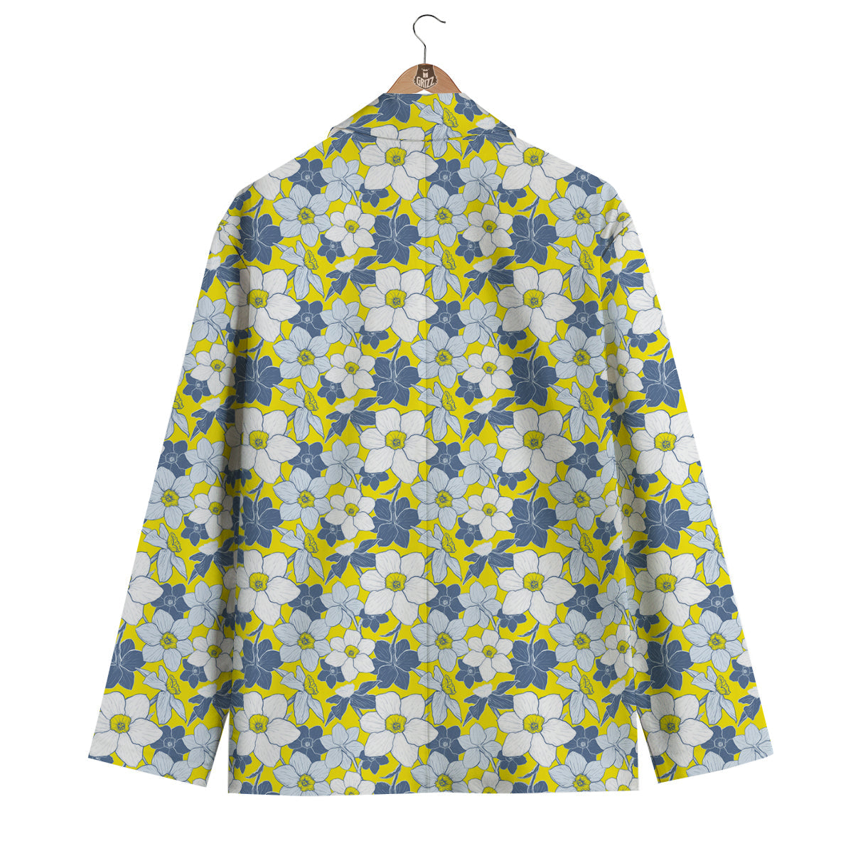Yellow Daffodil Print Pattern Men's Blazer-grizzshop