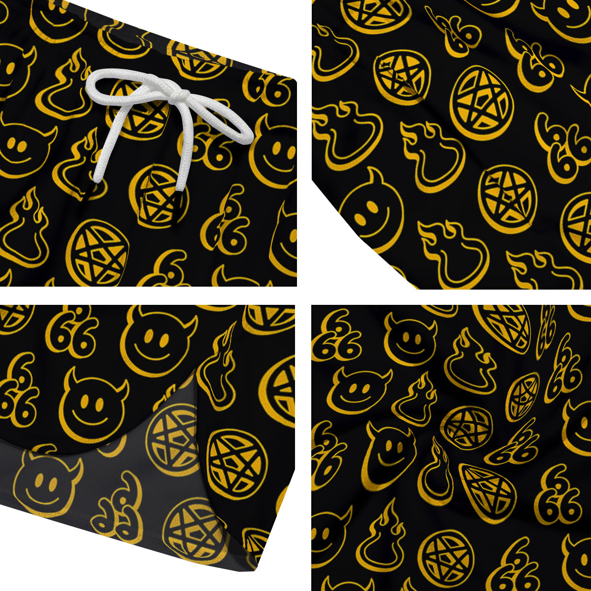 Yellow Demon Smile And Symbol Print Pattern Men's Running Shorts-grizzshop