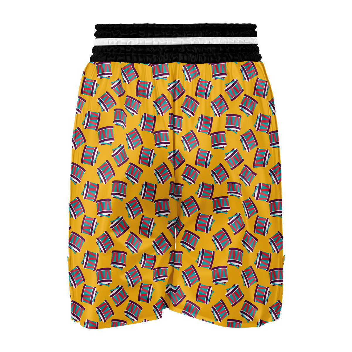 Yellow Drum Print Pattern Boxing Shorts-grizzshop