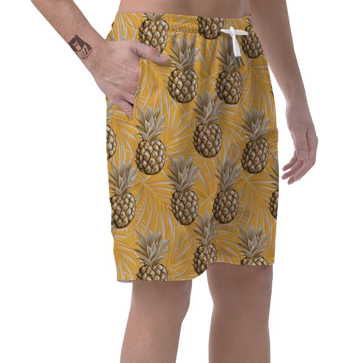 Yellow Hawaiian Pineapple Print Men's Shorts-grizzshop
