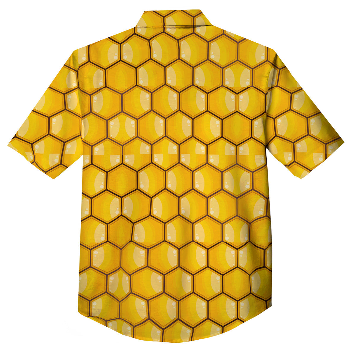 Yellow Honeycomb Print Pattern Button Up Shirt-grizzshop