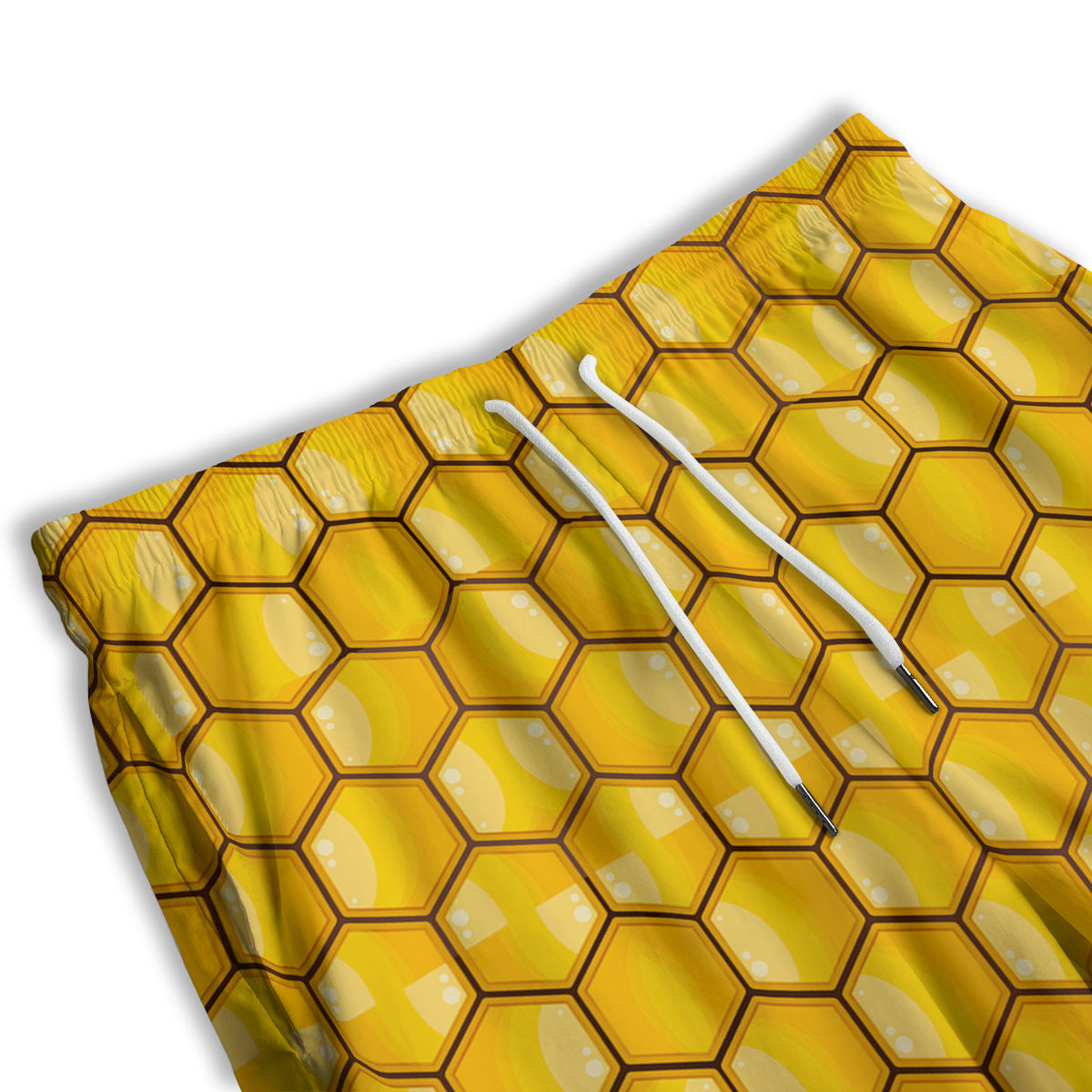 Yellow Honeycomb Print Pattern Men's Athletic Shorts