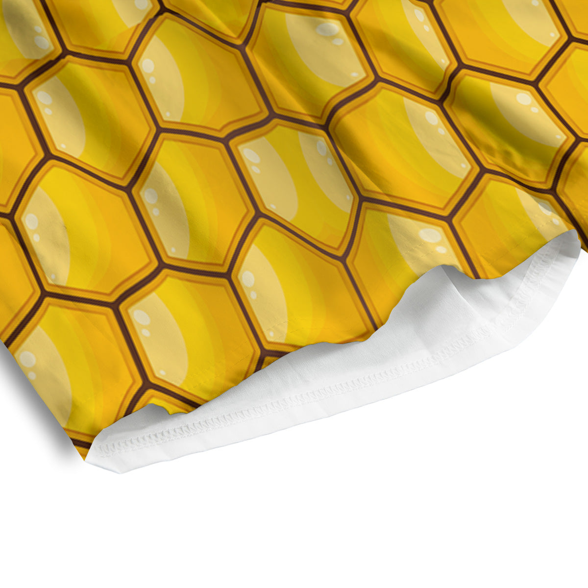 Yellow Honeycomb Print Pattern Men's Athletic Shorts