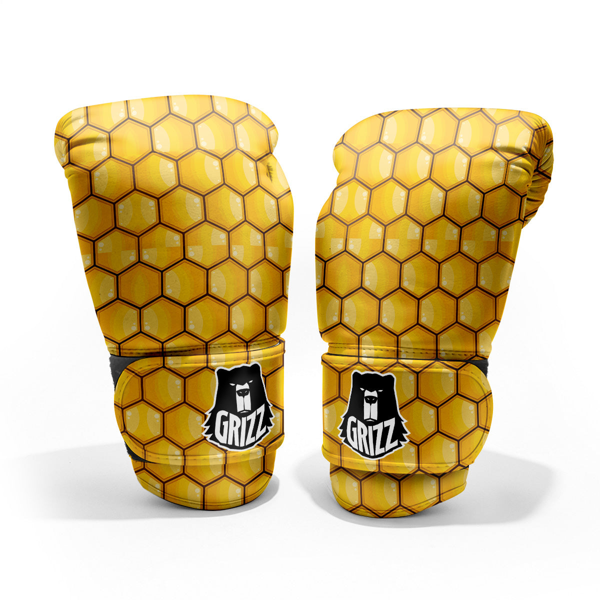 Yellow Honeycomb Print Pattern Pro Boxing Glove