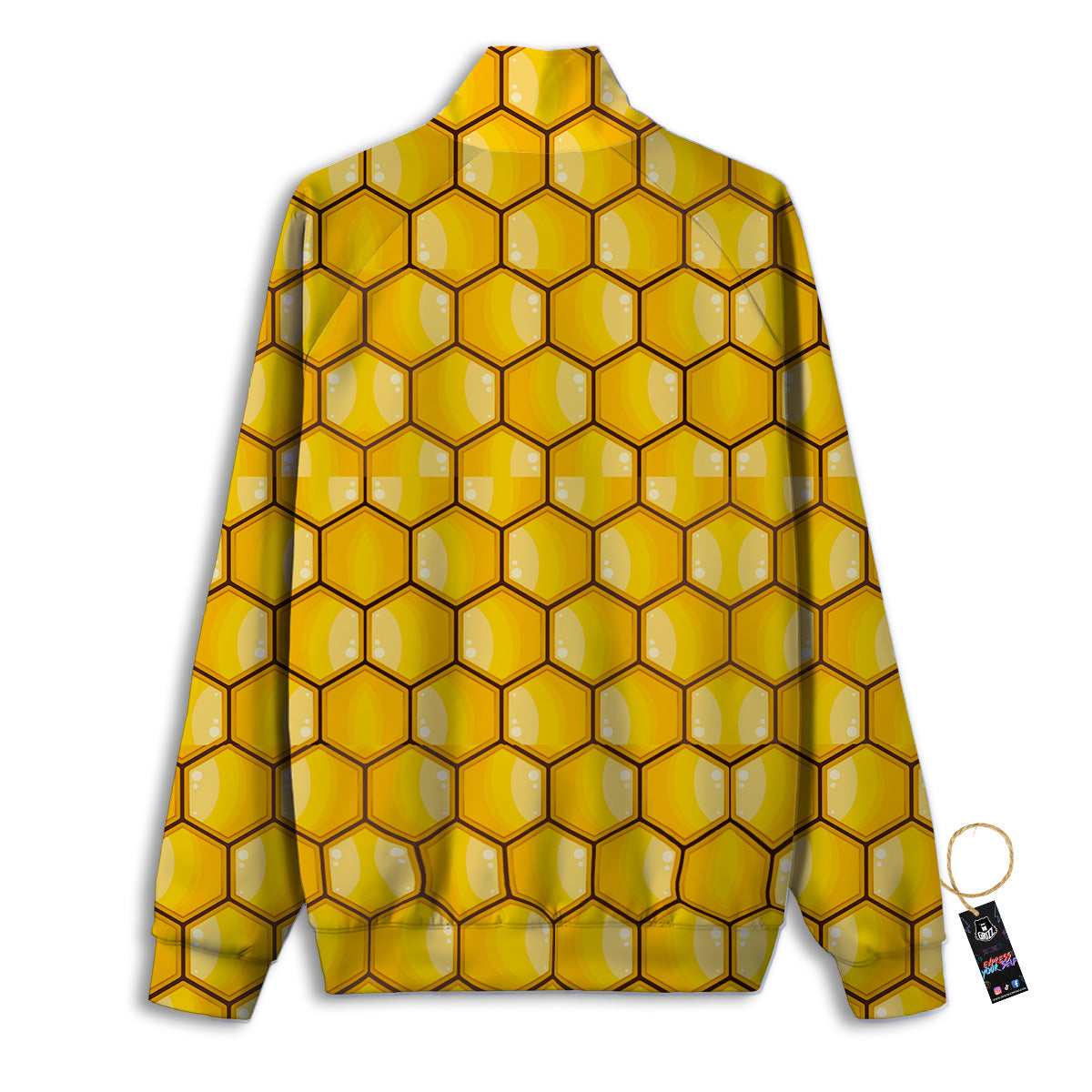 Yellow Honeycomb Print Pattern Track Jacket-grizzshop