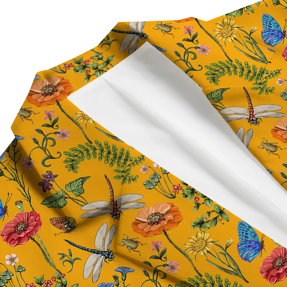 Yellow Insect Dragonfly Men's Blazer-grizzshop