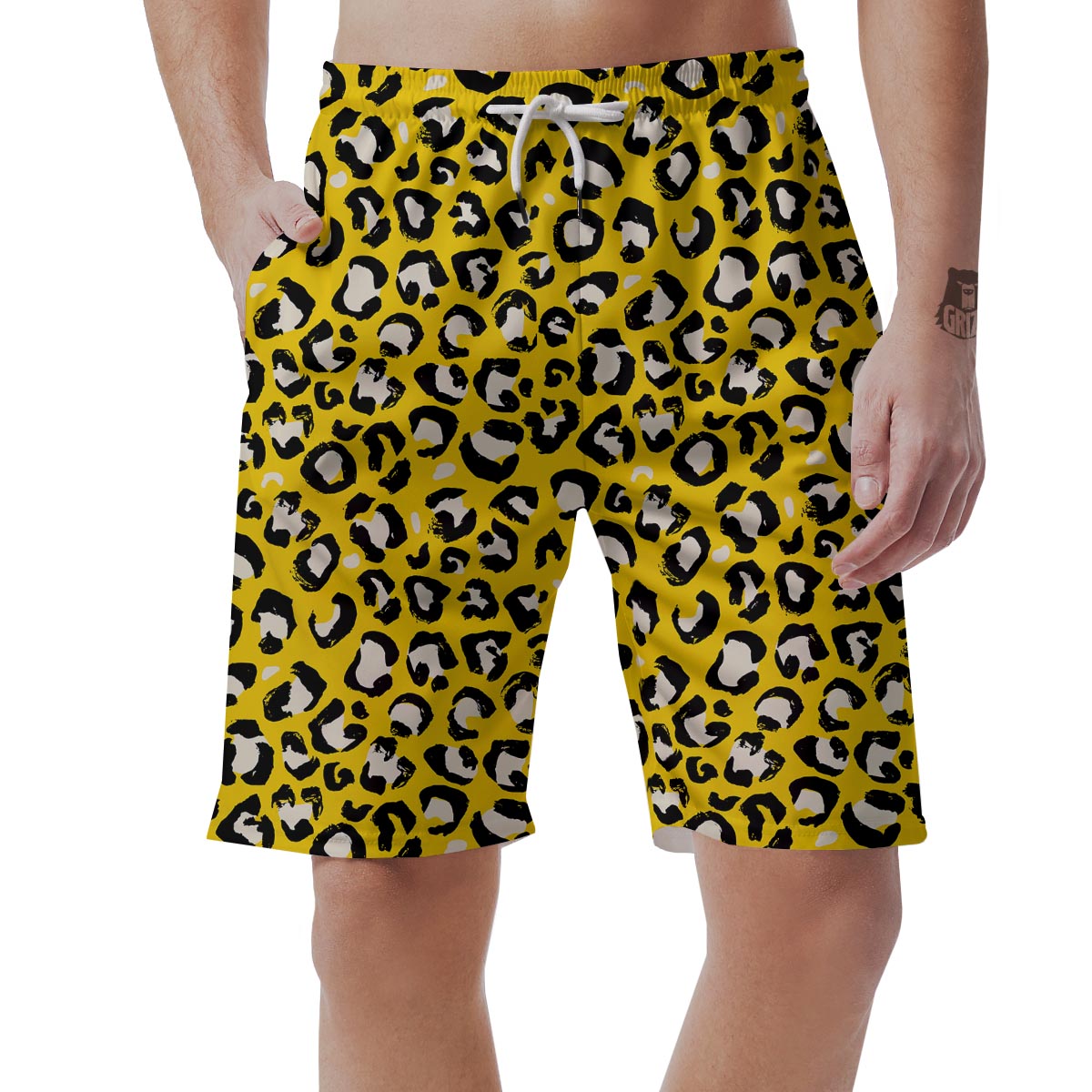 Yellow Leopard Men's Shorts-grizzshop
