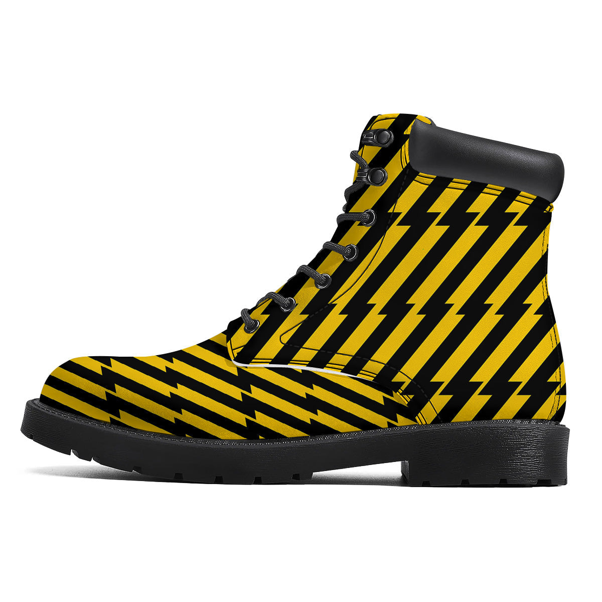 Yellow Lightning Spark Print Pattern Boots-grizzshop