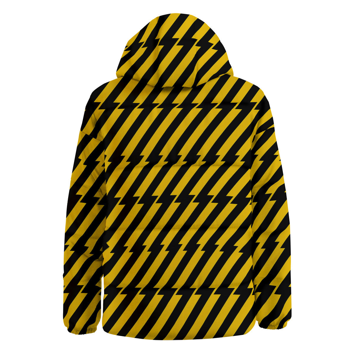 Yellow Lightning Spark Print Pattern Down Jacket-grizzshop