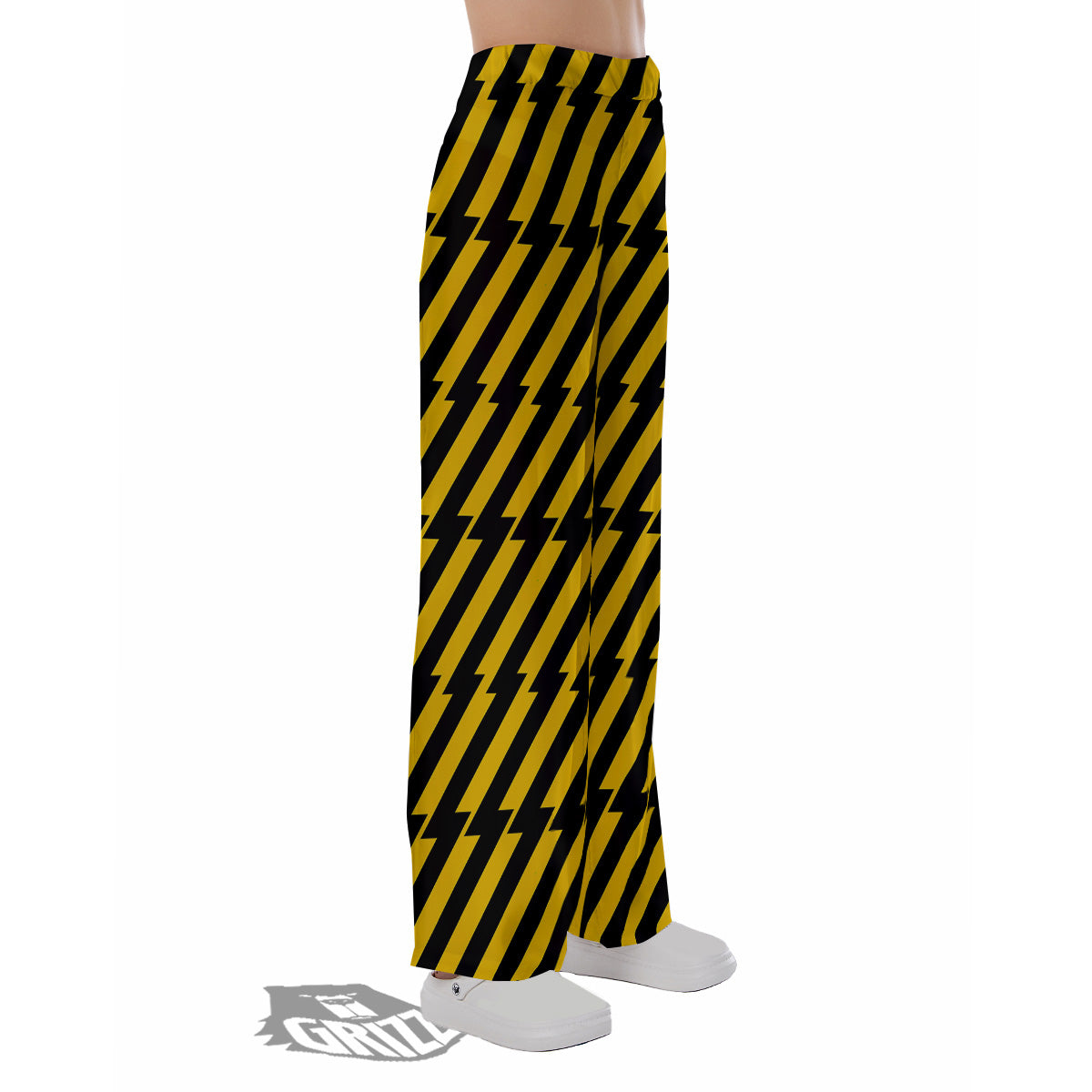 Yellow Lightning Spark Print Pattern Pajama Pants-grizzshop