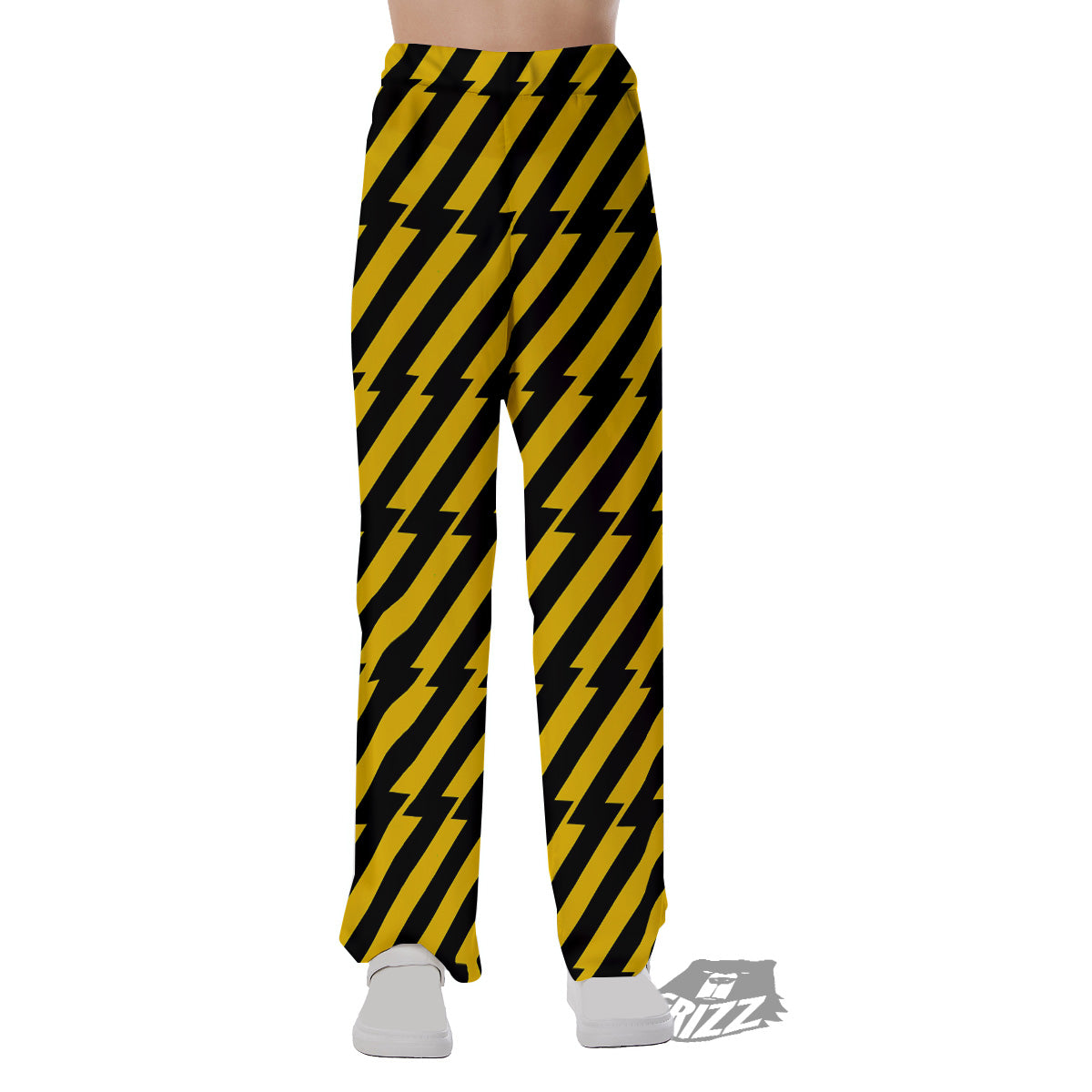 Yellow Lightning Spark Print Pattern Pajama Pants-grizzshop